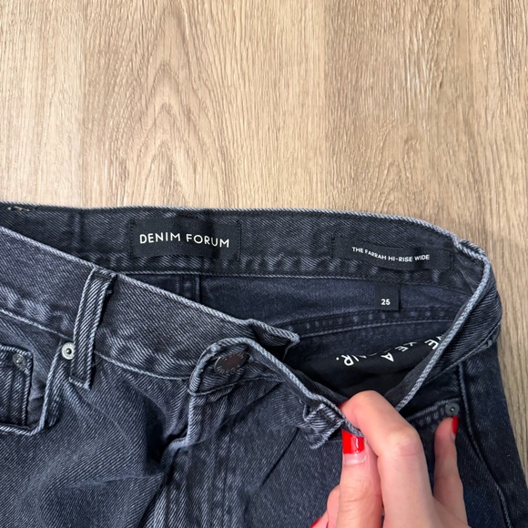 Denim Forum The Farrah High Rise Wide Size 25 Black - Picture 3 of 5